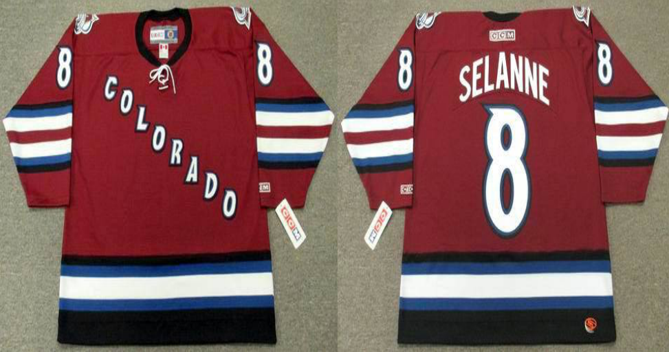 2019 Men Colorado Avalanche 8 Selanne red style #2 CCM NHL jerseys->st.louis blues->NHL Jersey